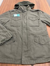 ALPHA INDUSTRIES M-65 COAT HOODED MILITARY JACKET ARMY GREEN OLIVE LARGE L