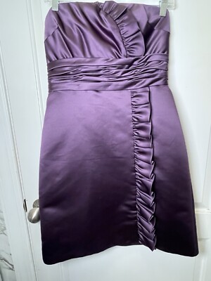 fitted lace wedding dress Lovett Frill Neckline Mini Dress Purple main image 0