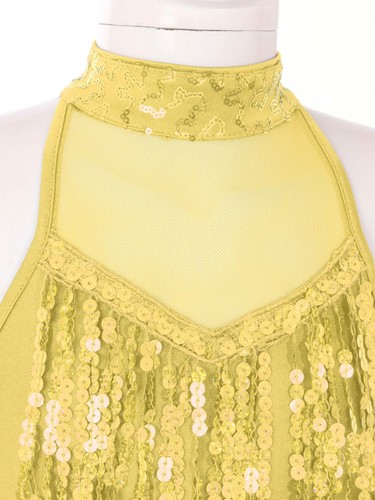 Kids Girls Full Sequin Dance Leotard Shiny Halter Prom Party Jumpsuit Romper - Picture 66 of 68