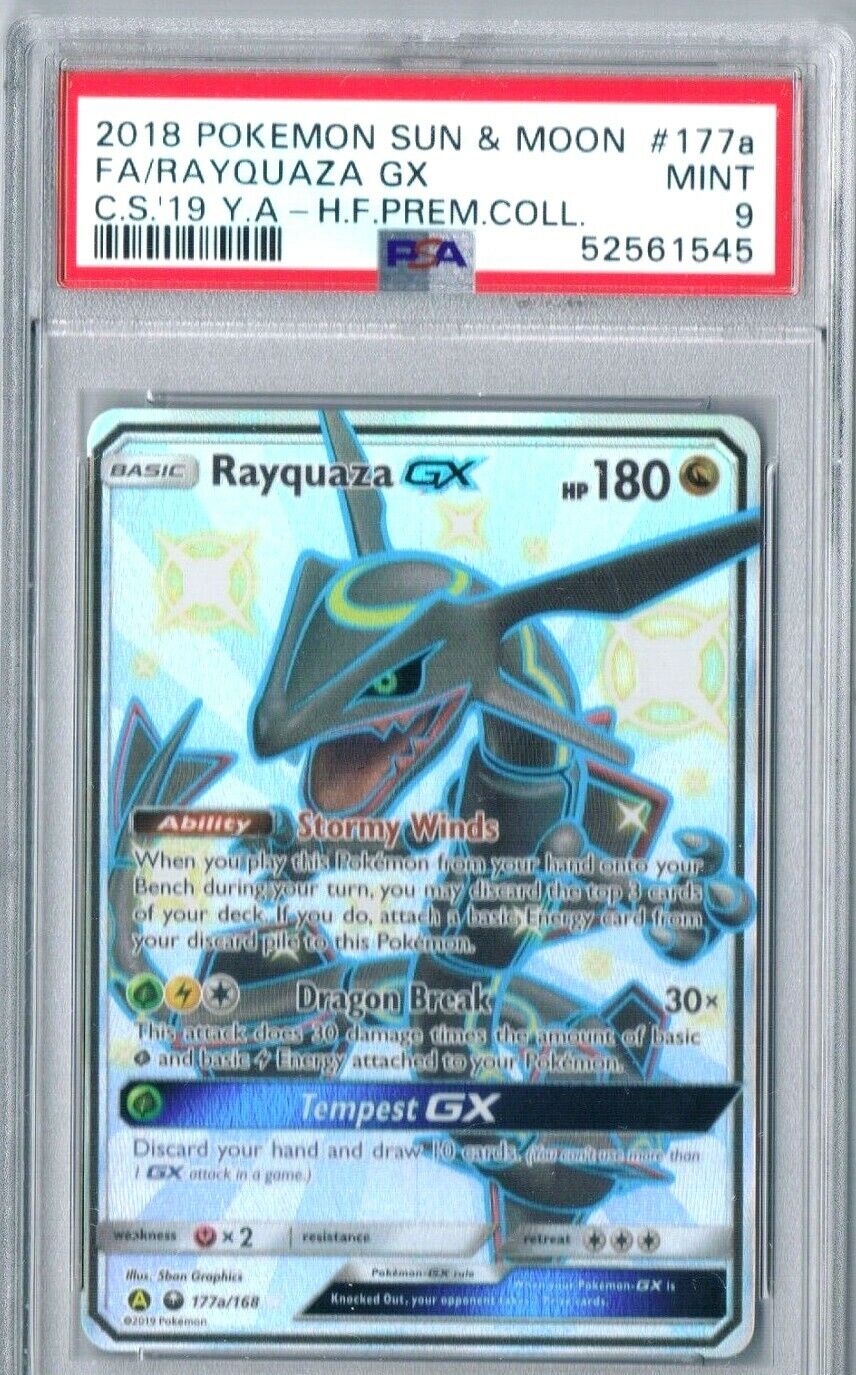 PSA 9 MINT 2018 Pokemon Rayquaza Hidden Fates Premium Collection 177a Full Art