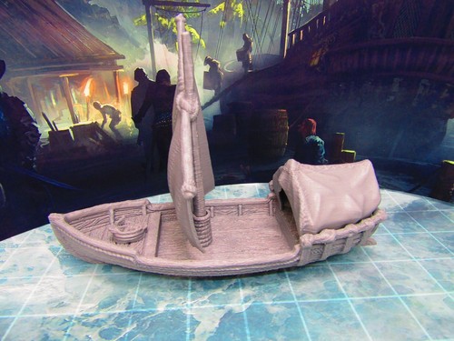 Skiff Ship Barca a Vela con Scenario Scatter Terrain Rifugio Stampato in 3D Modello 28/32mm - Foto 3 di 8