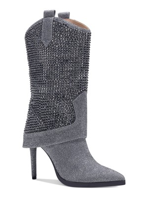THALIA SODI Womens Gray Nellie Pointed Toe Stiletto Western Boot 5.5 M