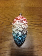 Décoration sapin GRANDE pomme de pin en verre longueur 10,5 cm environ