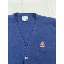 IZOD VTG Mens School boy Cardigan Sweater Grandpacore Size L