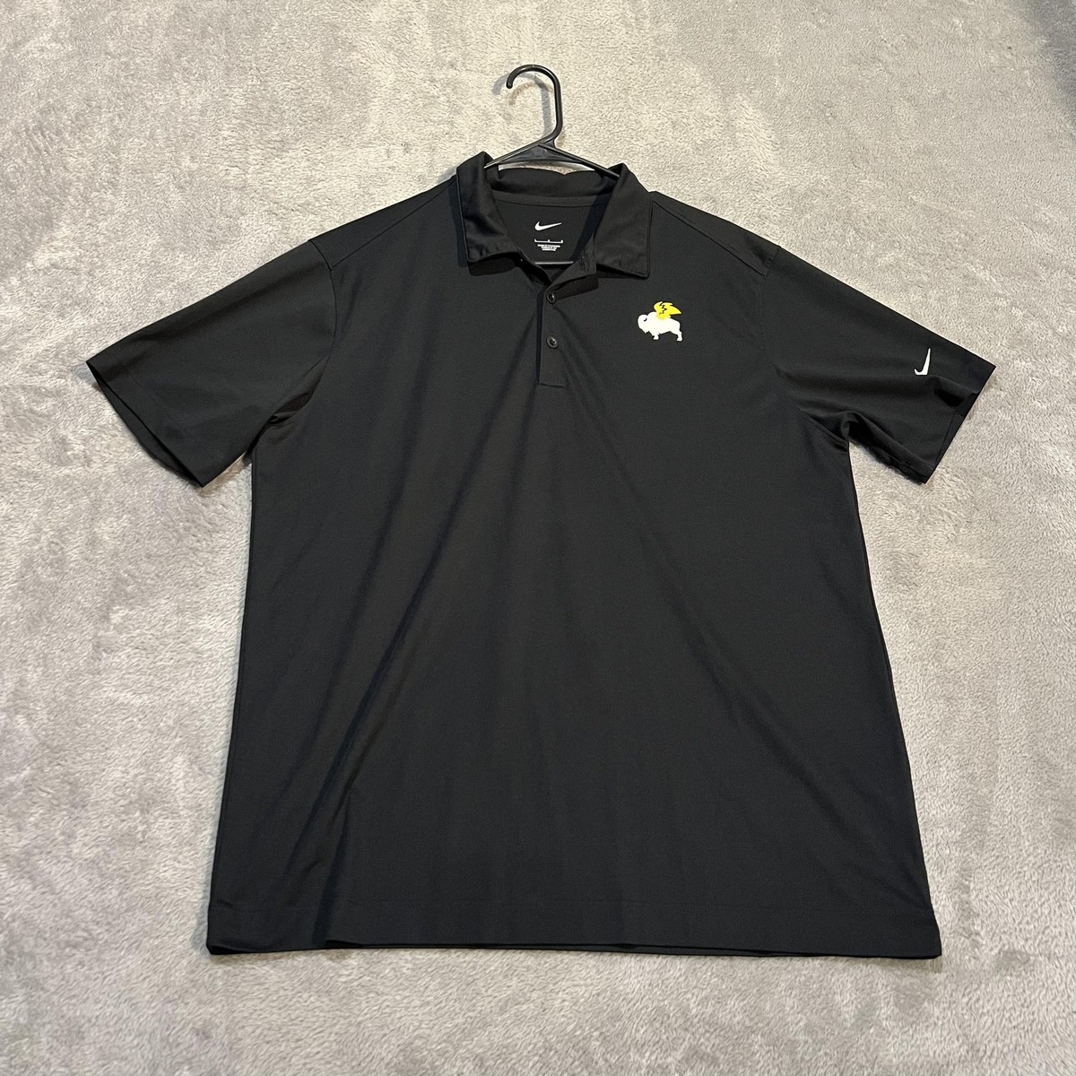Nike Polo Shirt Mens Large Black Buffalo Wild Wings Logo Golf 
