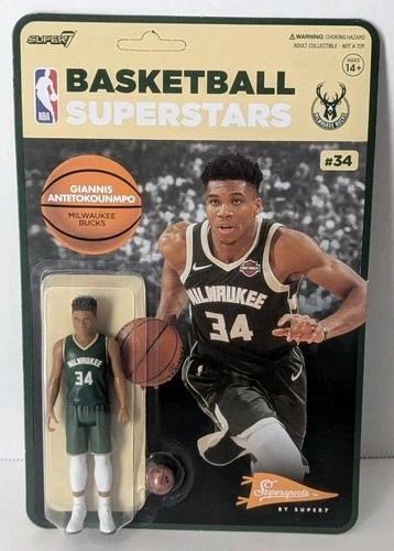 Giannis Antetokoumpo Milwaukee Bucks Super7 NBA 2021 ReAction Figure SEALED