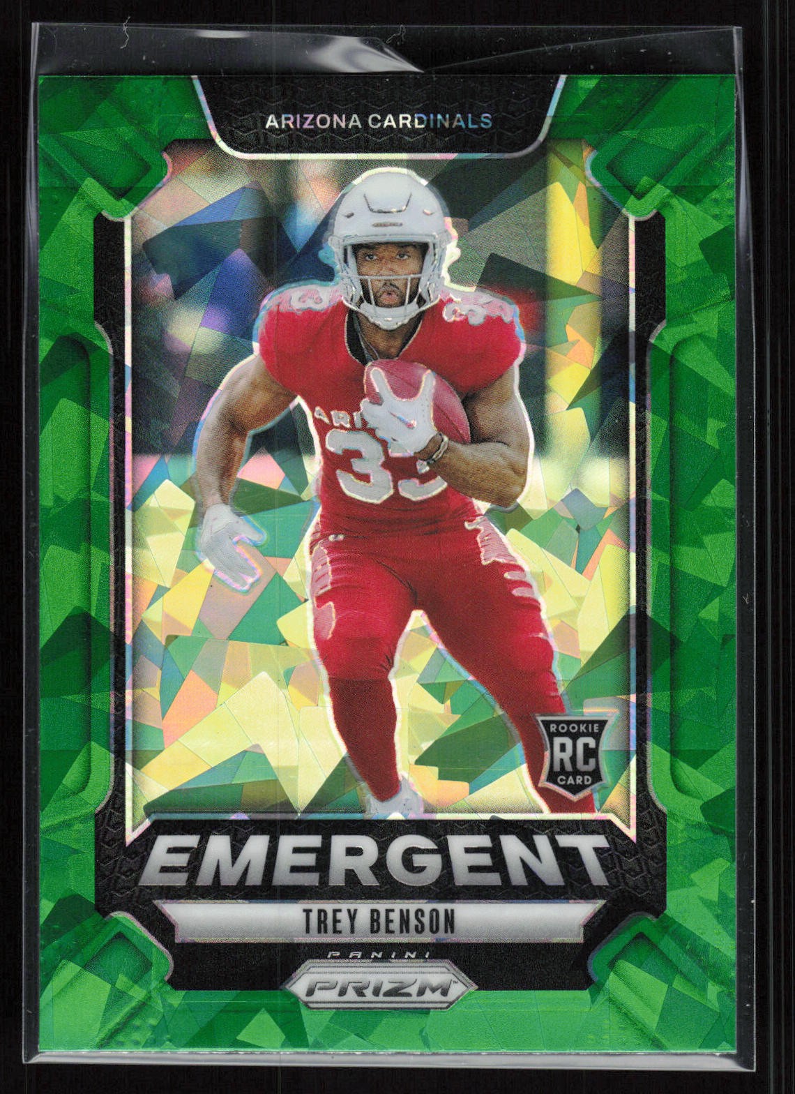 Trey Benson 2024 Panini Prizm #17 Emergent Green Ice Prizm Arizona Cardinals