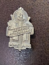 VTG Silver Tone Perfect Attendance Honor Adward Pin |Torch w/Open Book | In Case