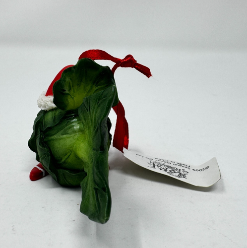 Enesco Home Grown Brussels Sprout Fish Ornament Resin Santa Hat RARE Gift Box - Picture 5 of 12