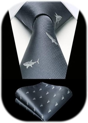 HISDERN Herren Krawatten Hochzeit Tiermuster Taschentuch Klassisch Business