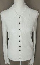 VERONICA BEARD Women s Ivory Ribbed Cardigan Size M