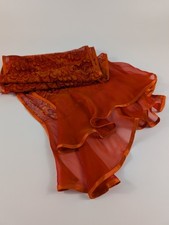 Orange Red Marbled Chiffon Sheer Scarf Wrap 54" x 10.5"