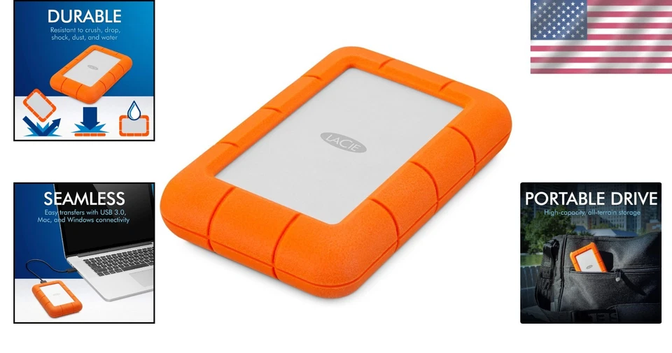 Orange/Grey 5TB External Hard Drive - All-Terrain Durability - Image 2 of 4