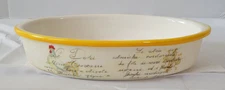 Deruta Ceramiche Italy Rooster Script Oval Baking Dish 12"x6.5" French Country
