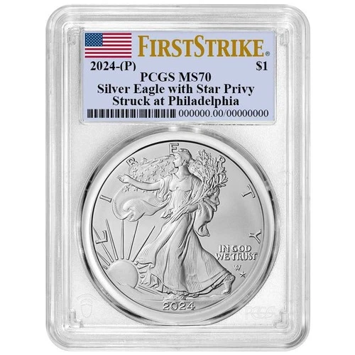 2024 (P) $1 American Silver Eagle Star Privy PCGS MS70 FS Flag Label
