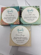 Belle Beach BEAUTY BUFFERS 3 PC Tropical TRIO - Wash Polish Shower Scrubs