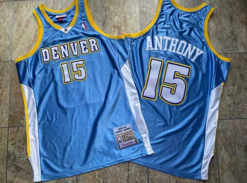 Denver Nuggets Carmelo Anthony Blue Retro Vintage Basketball Jersey
