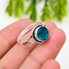 Blue Topaz Gemstone 925 Sterling Silver Ring Handmade Jewelry Ring For Gift