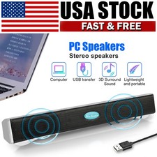 USB Wired Computer Speakers Soundbar 2.0 Stereo Bass Sound for Desktop PC Laptop