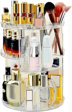 360 Rotating Makeup Organizer for Vanity Adjustable Cosmetic Display Case Large