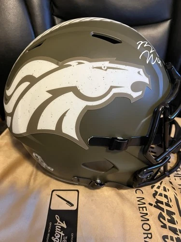 Bo Nix Signed Full-size Salute To Service Denver Broncos Helmet- Rep