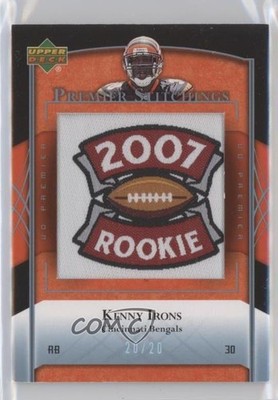 2007 UD Premier Stitchings Draft/Team Logos Bronze 20/20 Kenny Irons #PS-16 a3q