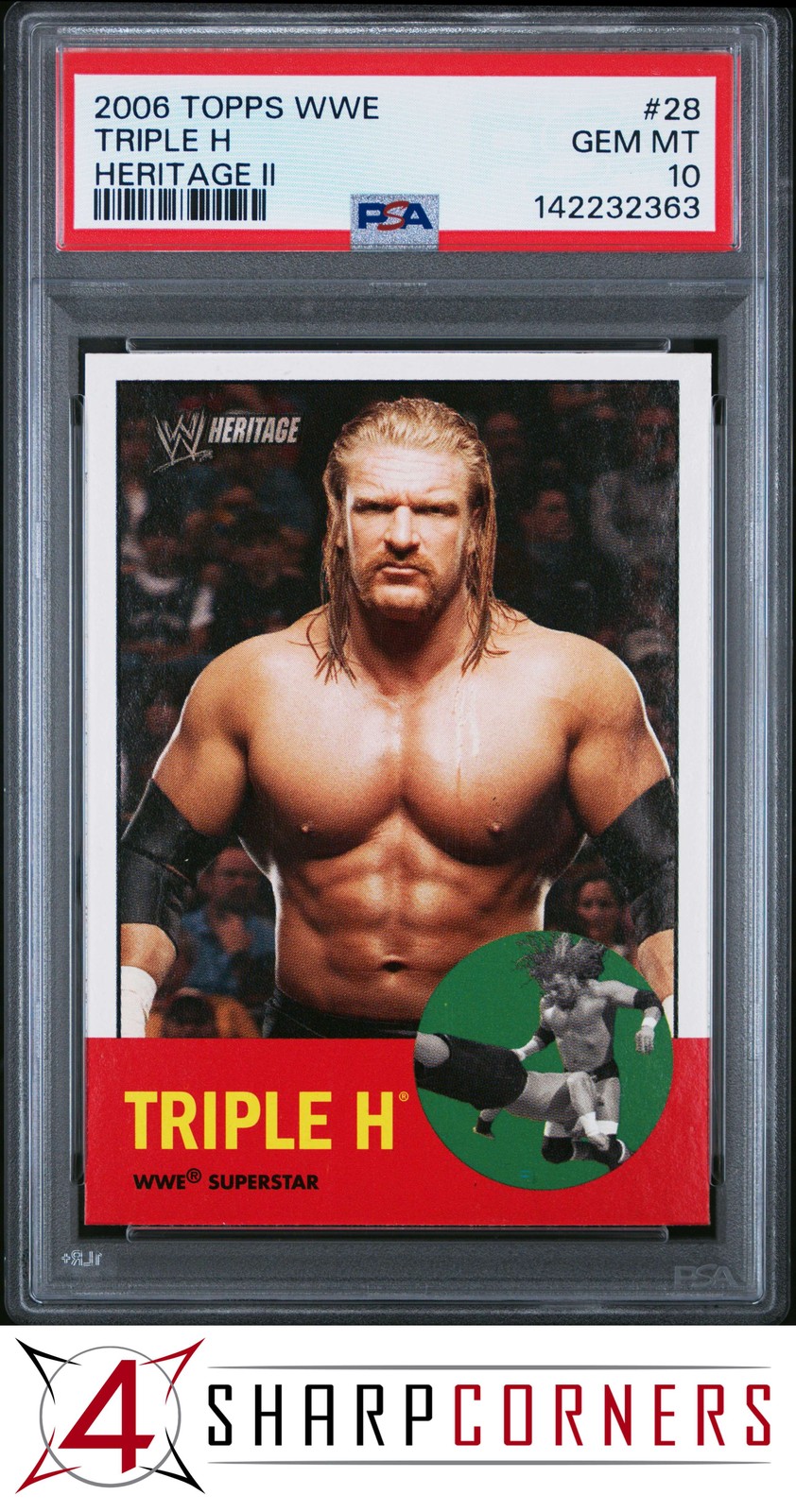 2006 TOPPS WWE HERITAGE II #28 TRIPLE H HOF POP 6 PSA 10