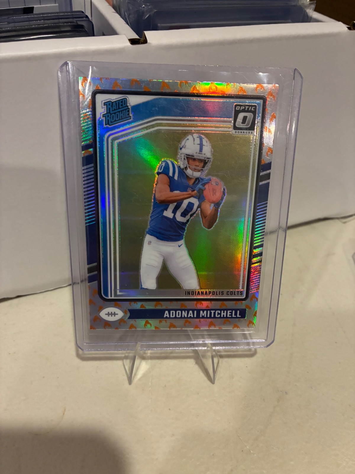 SP 2024 Panini Donruss Optic - Rated Rookie Adonai Mitchell #203 Fire Prizm (RC)