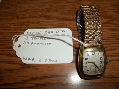 Vintage 1951 ELGIN 15j USA 554 wind-up mens watch 10K RGP Sub-Second #29