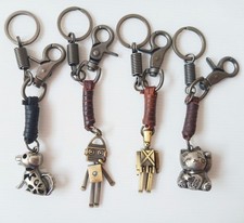 Retro Alloy Genuine Leather Keychain Keyring Key Ring for Handbag Purses Gift