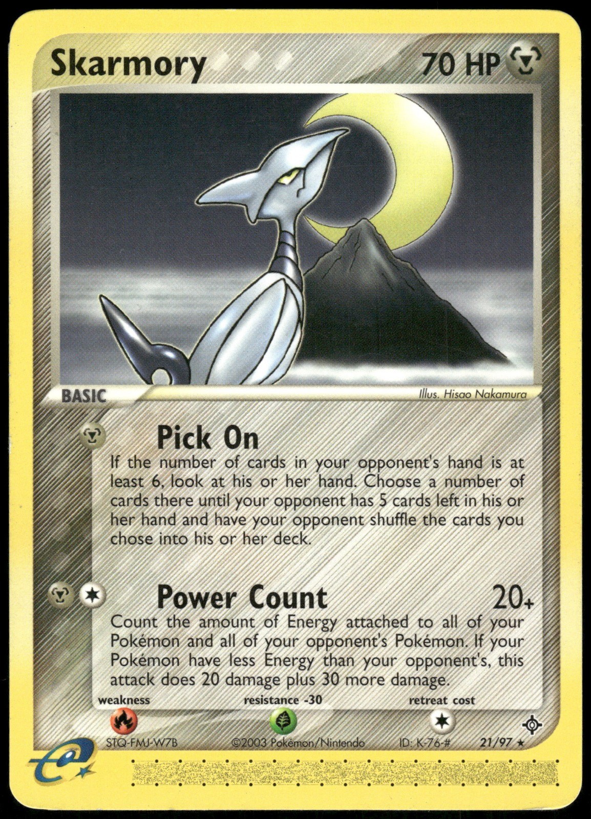 Pokemon Skarmory Rare Dragon 21/97 NM