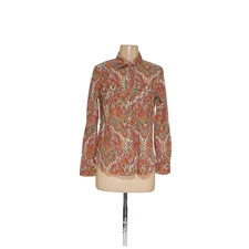 Talbots Orange Graphic Print Button-Up Top