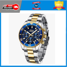 Reloj Cuarzo De Acero Inoxidable Pulsera Impermeable Cron grafo Para Hombre