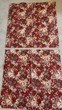 Pottery Barn Red Floral Euro Pillow Shams 25”x25” Square Set Of 2 100% Cotton