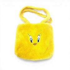 Vintage Warner Bros Studio Store Tweety Bird Plush Faux Fur Tote Bag - Y2K