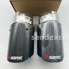 2x Glossy Carbon Fiber Exhaust Tip 3 Inlet 3.5 Outlet 6.5 Long Blue End Pipe