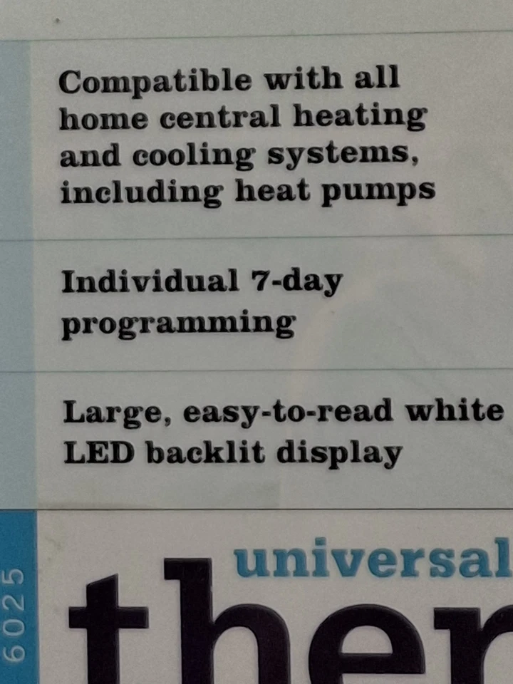 NEW RiteTemp Universal Thermostat 7-Day 4 Periods Per Day Programmable 6025 - Image 4 of 4