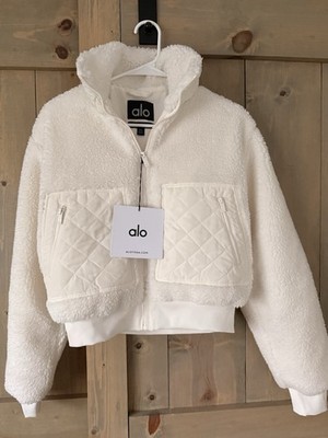 alo Sherpa Edge Bomber Jacket Ivory XS | eBay