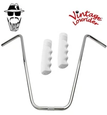 Original Lowrider 24" 22.2 D Handlebar Chrome 120mm Grips Solid/White