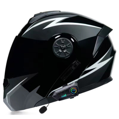 Motorcycle Bluetooth Full Face Flip Up Helmet with Sun Visor