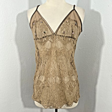 Valerie Stevens Slip Dress Womens S Browm Lace Babydoll Fairycore 90s Y2K