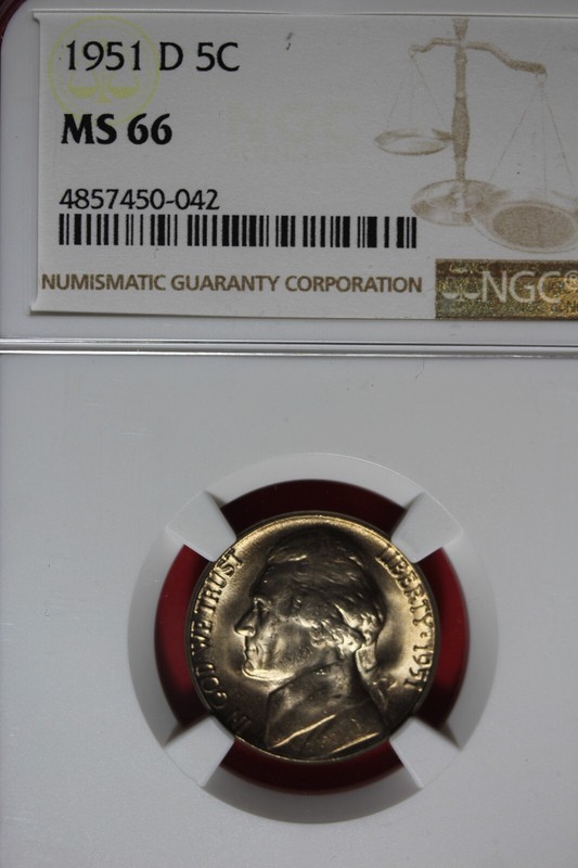1951 D- NGC 5C MS66 JEFFERSON NICKEL #B48978