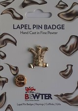 Prince of Wales Feathers, English Pewter Lapel Pin Badge, Coat-Hat Badge BEW107