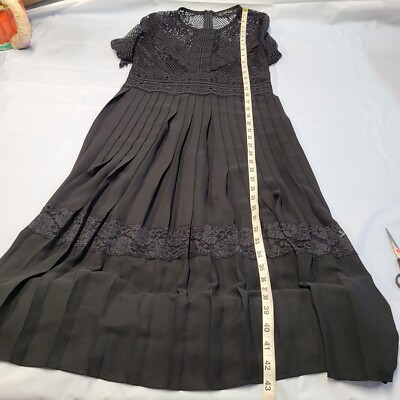 Zara Basic Black Lace Pleated Midi Dress Size Small 3/4 Sleeves Sheer Back | eBay Zara Basic Black Lace Pleated Midi Dress Size Small 3/4 Sleeves Sheer Back | eBay