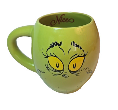 Dr. Seuss Grinch Green Face Coffee Mug Naughty Nice Cindy Lou Merry Grinchmas
