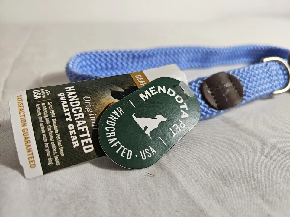 Coleira Mendota Pet Trançada Cachorro 1"w Até 24" FEITA nos EUA Artesanal Azul - Imagem 2 de 4