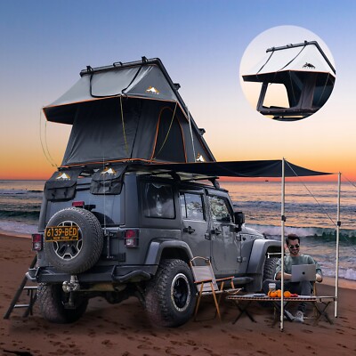 Rooftop Tent Hard Shell with USB Outlet, Side Awning, Replaceable