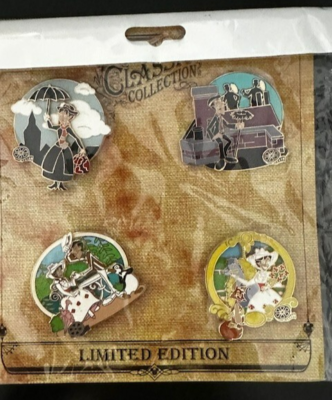Disney Walt's Classic Collection Mary Poppins Pin Set Of 4 Pins LE