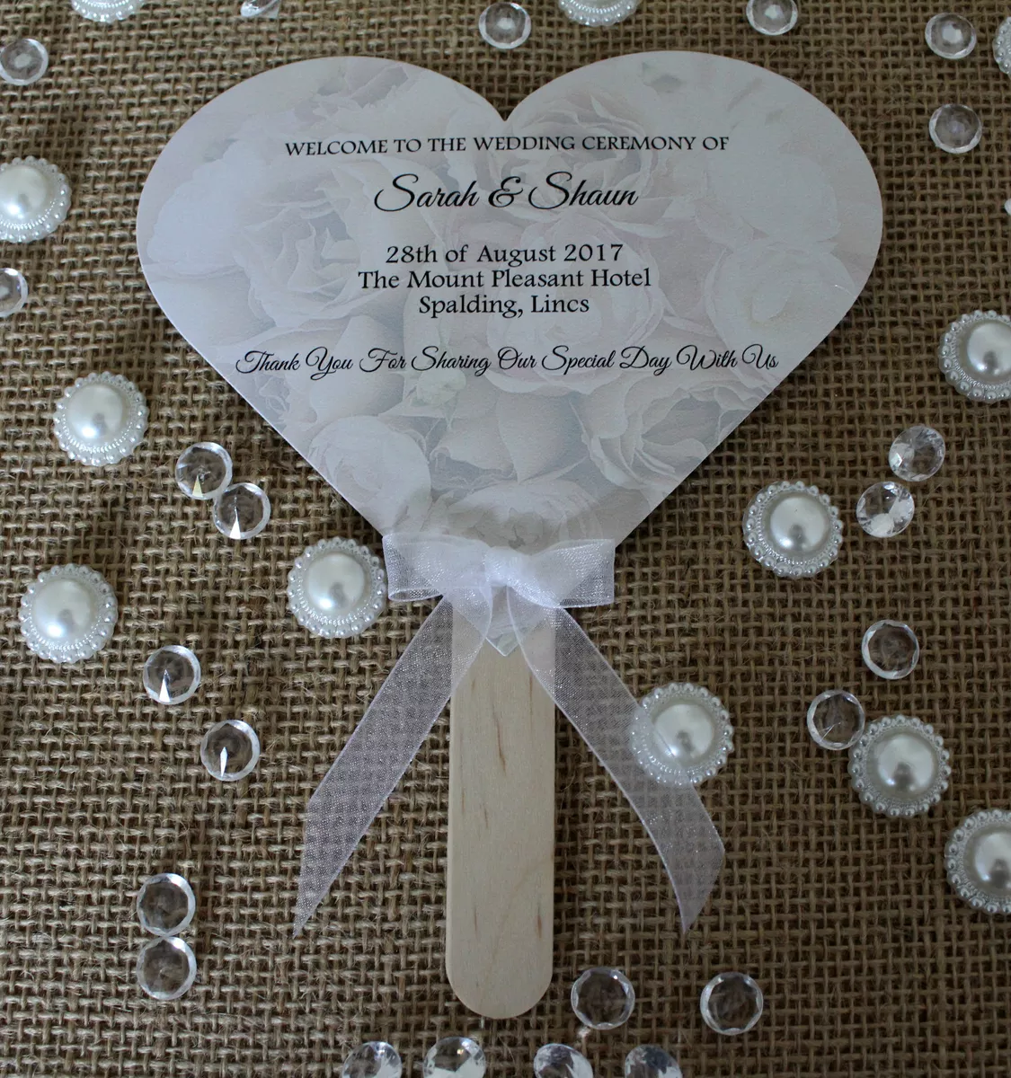 Personalised Hand Fan Wedding Favour Rustic Vintage Activity Pack