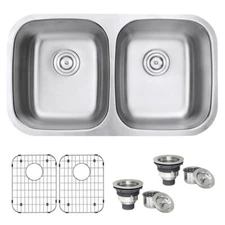 Ruvati 32-inch Undermount 50/50 Double Bowl 16Gauge Kitchen Sink- RVM4300 (3632)